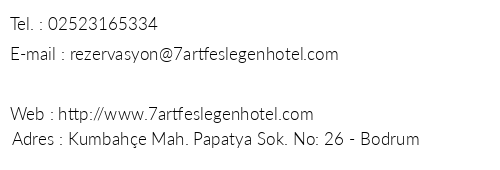 7art Fesleen Hotel telefon numaralar, faks, e-mail, posta adresi ve iletiim bilgileri